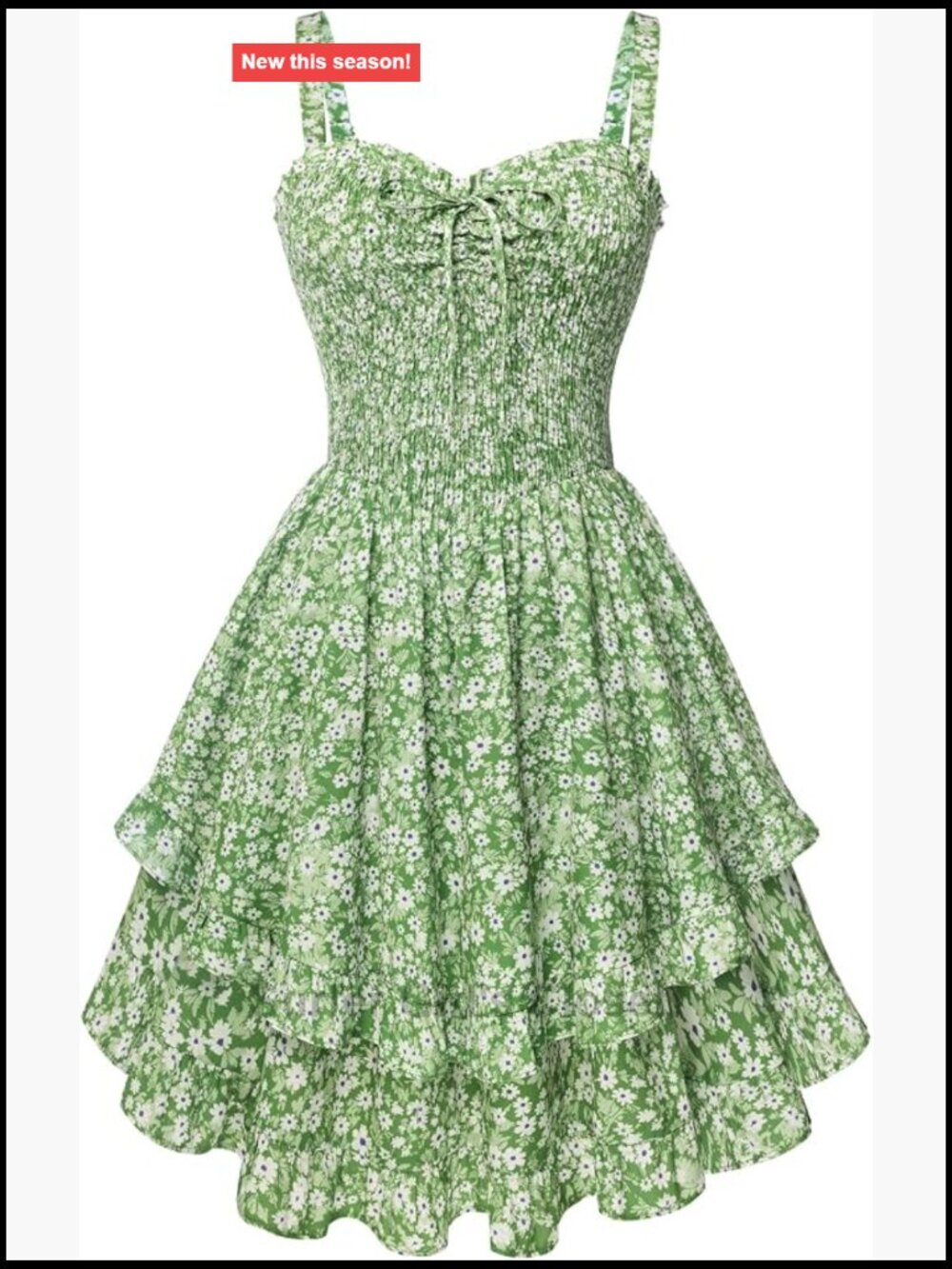 Smocked Floral Sundress Women Teens Summer Ruffle Mini Dress with Pockets